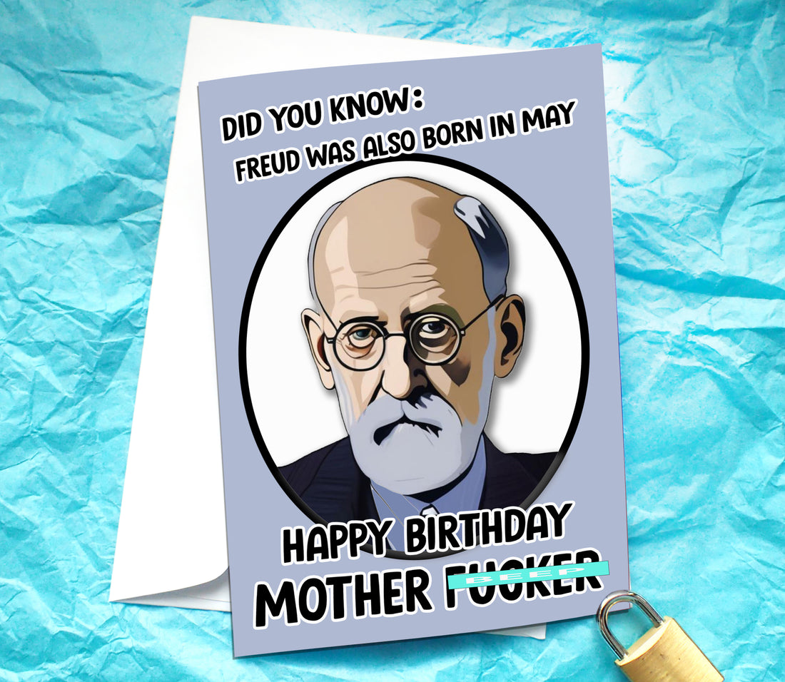 Born in May Sigmund Freud Funny Birthday Card KimWestART