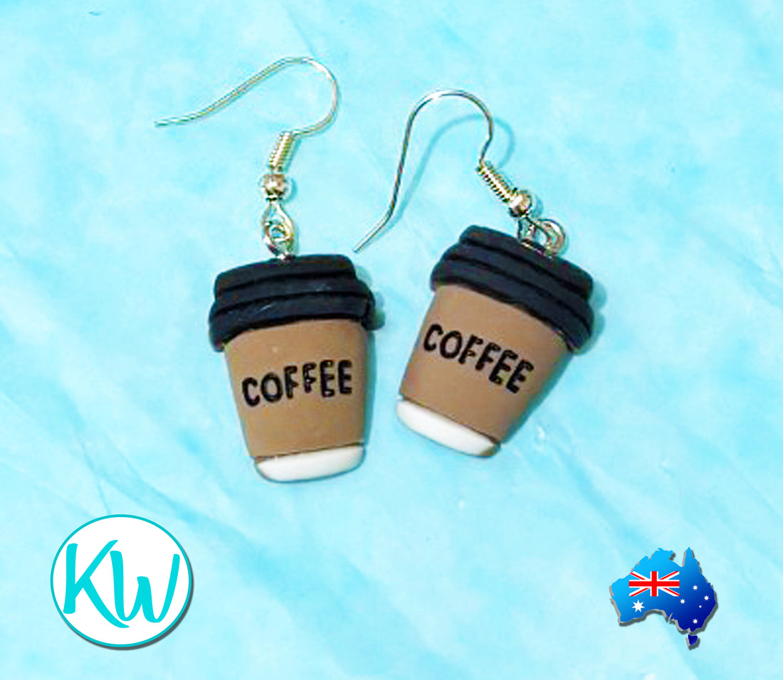Funny Novelty Coffee Cup Earrings KimWestART