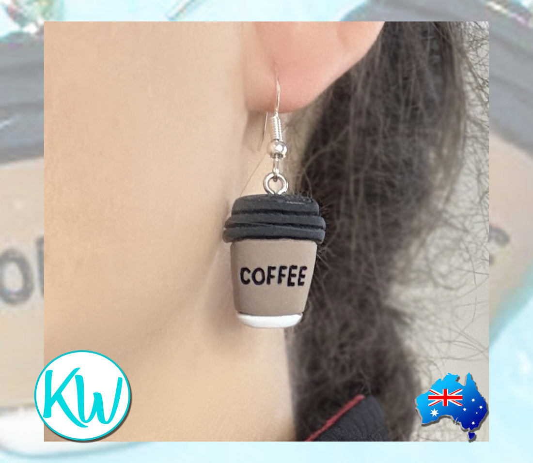 Funny Novelty Coffee Cup Earrings KimWestART