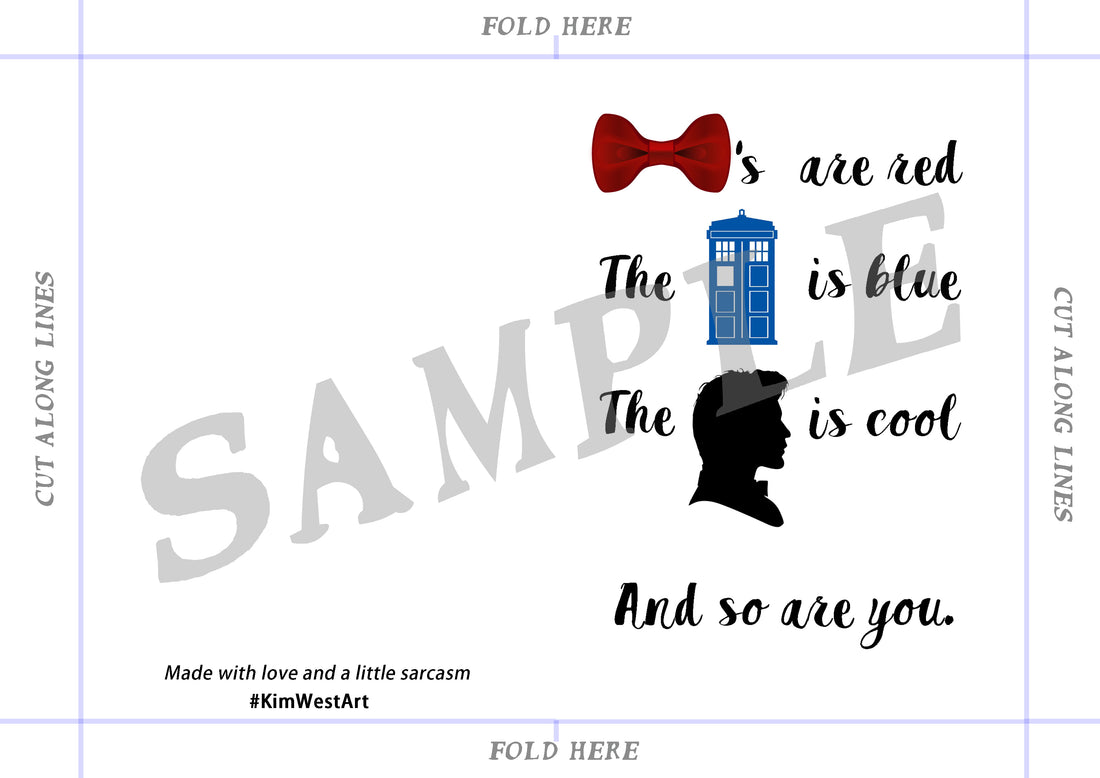 Instant Download Doctor Who Rhyme Funny Card KimWestART