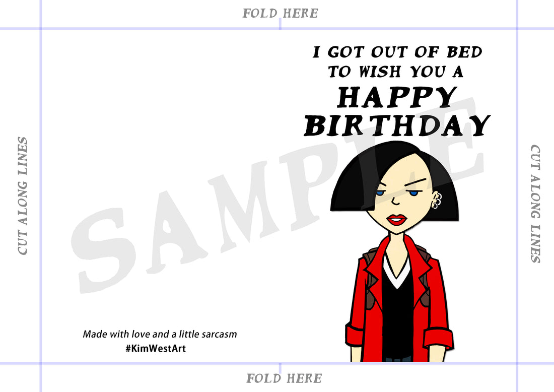 Instant Download Funny Jane Lane Print at Home Card KimWestARt