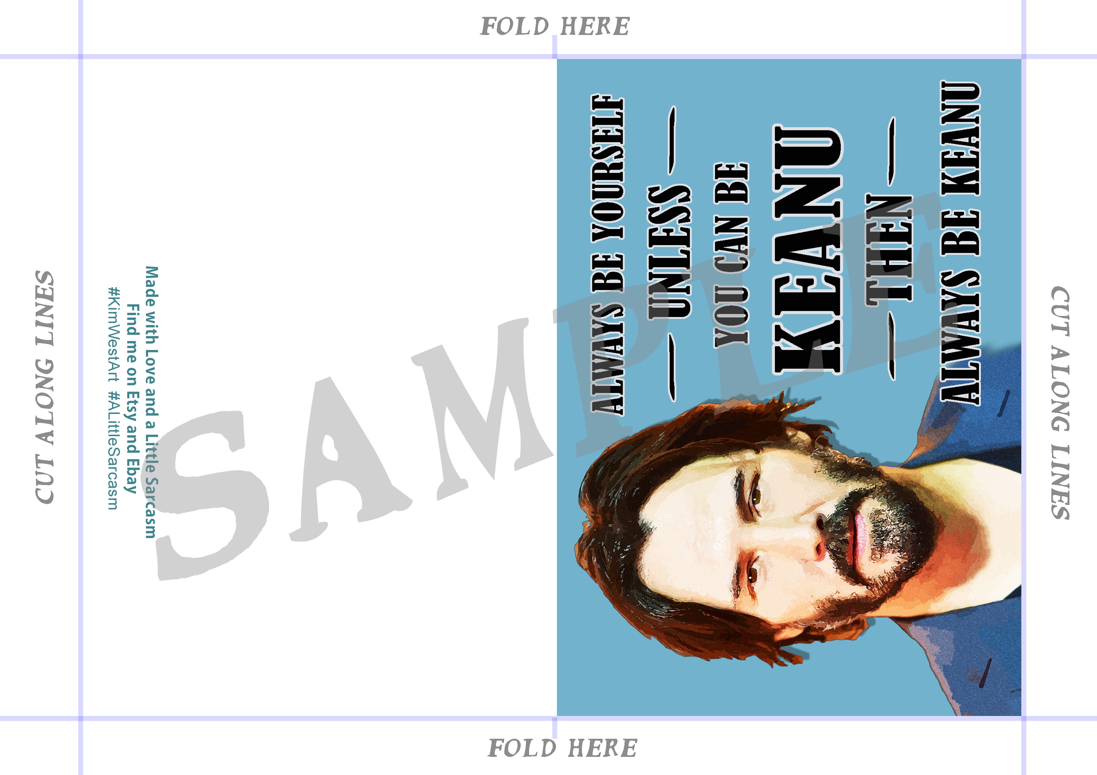 Instant Download Keanu Reeves Funny Greeting Card KimWestARt