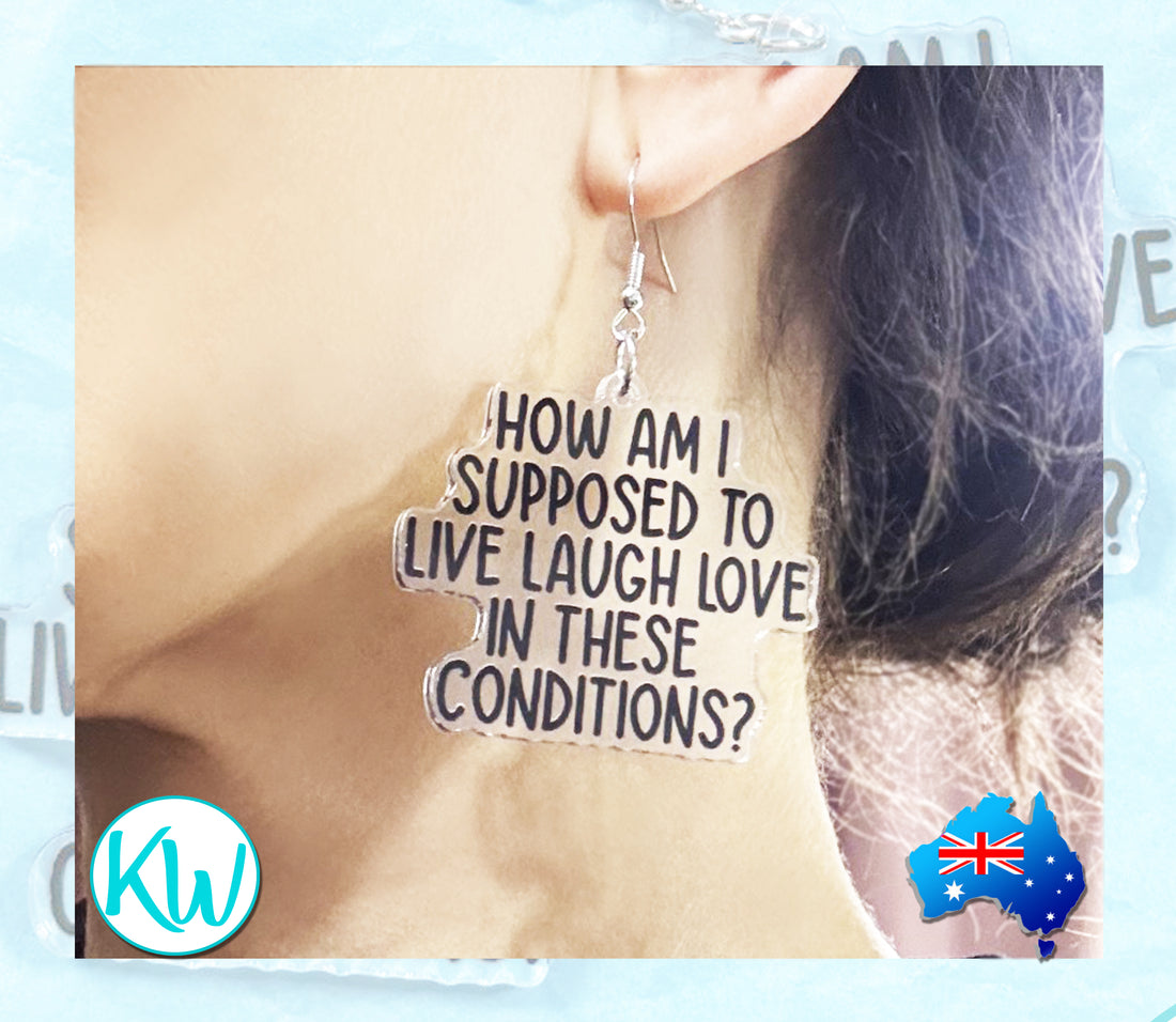 Funny Novelty Earrings Live Laugh Love KimWestART
