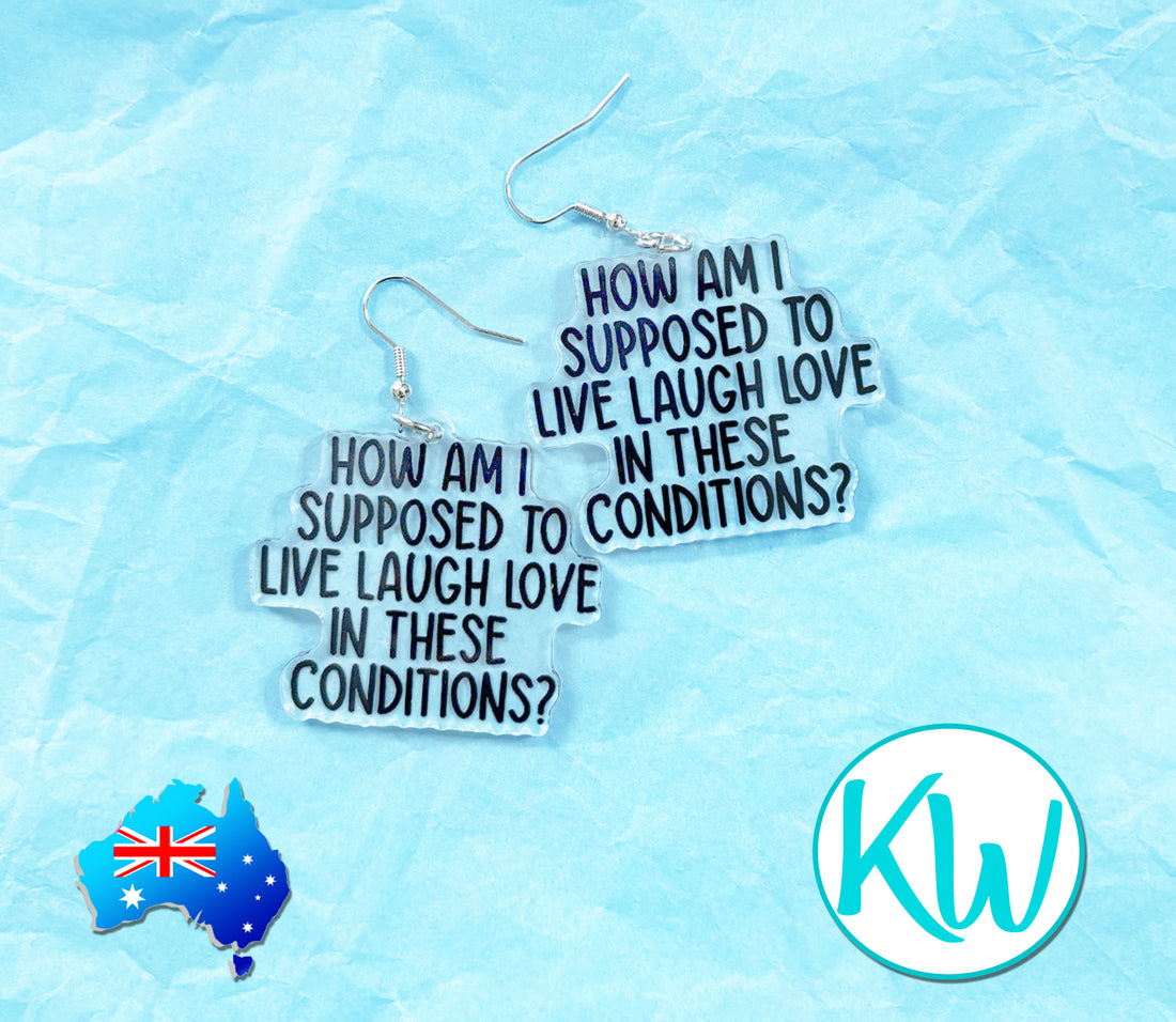Funny Novelty Earrings Live Laugh Love KimWestART