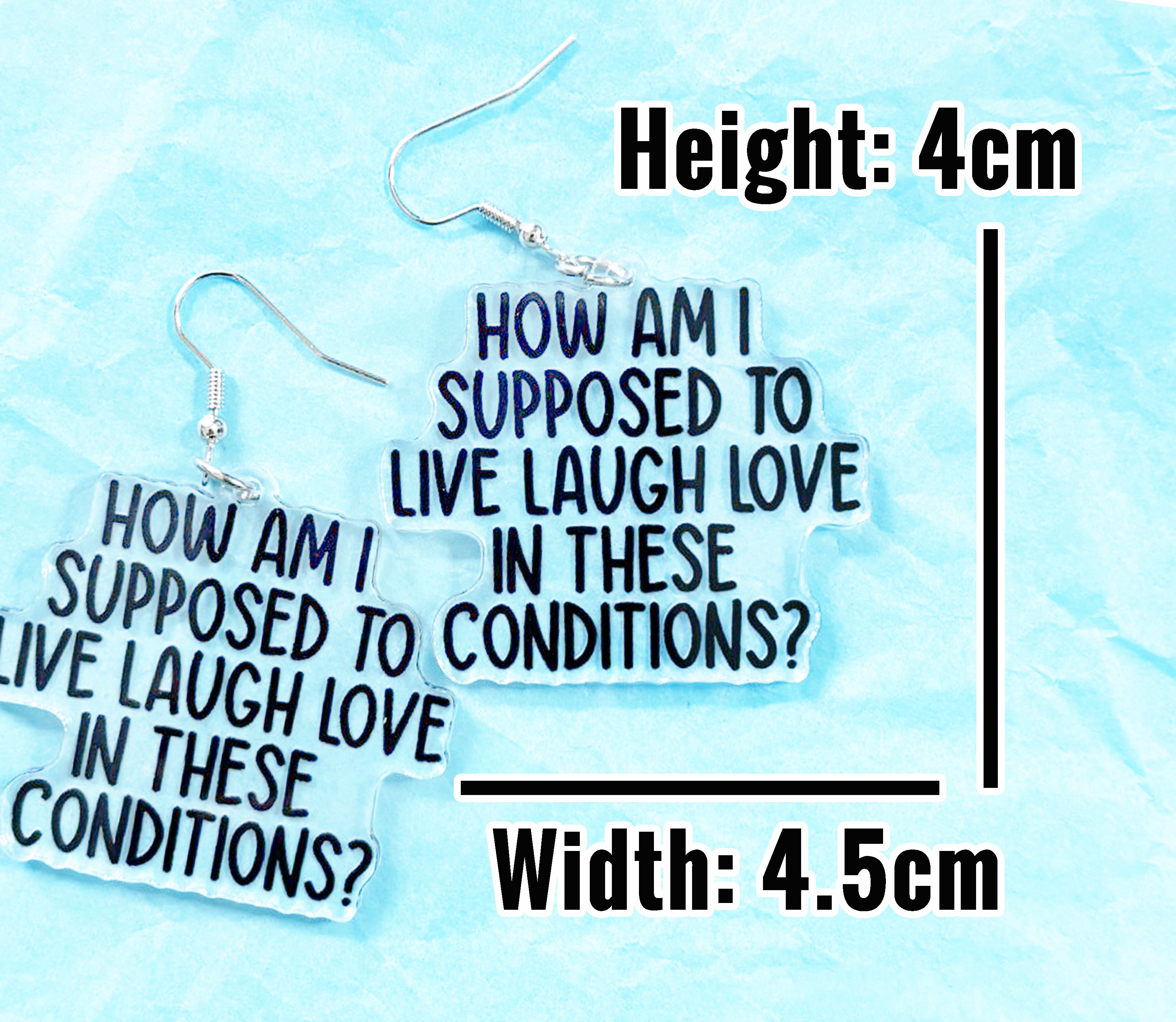 Funny Novelty Earrings Live Laugh Love KimWestART