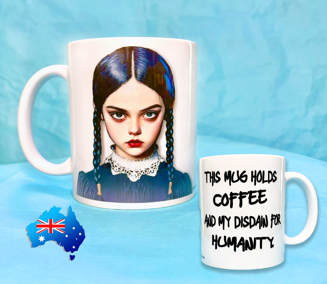 Wednesday Gothic Funny Coffee Mug KimWestART