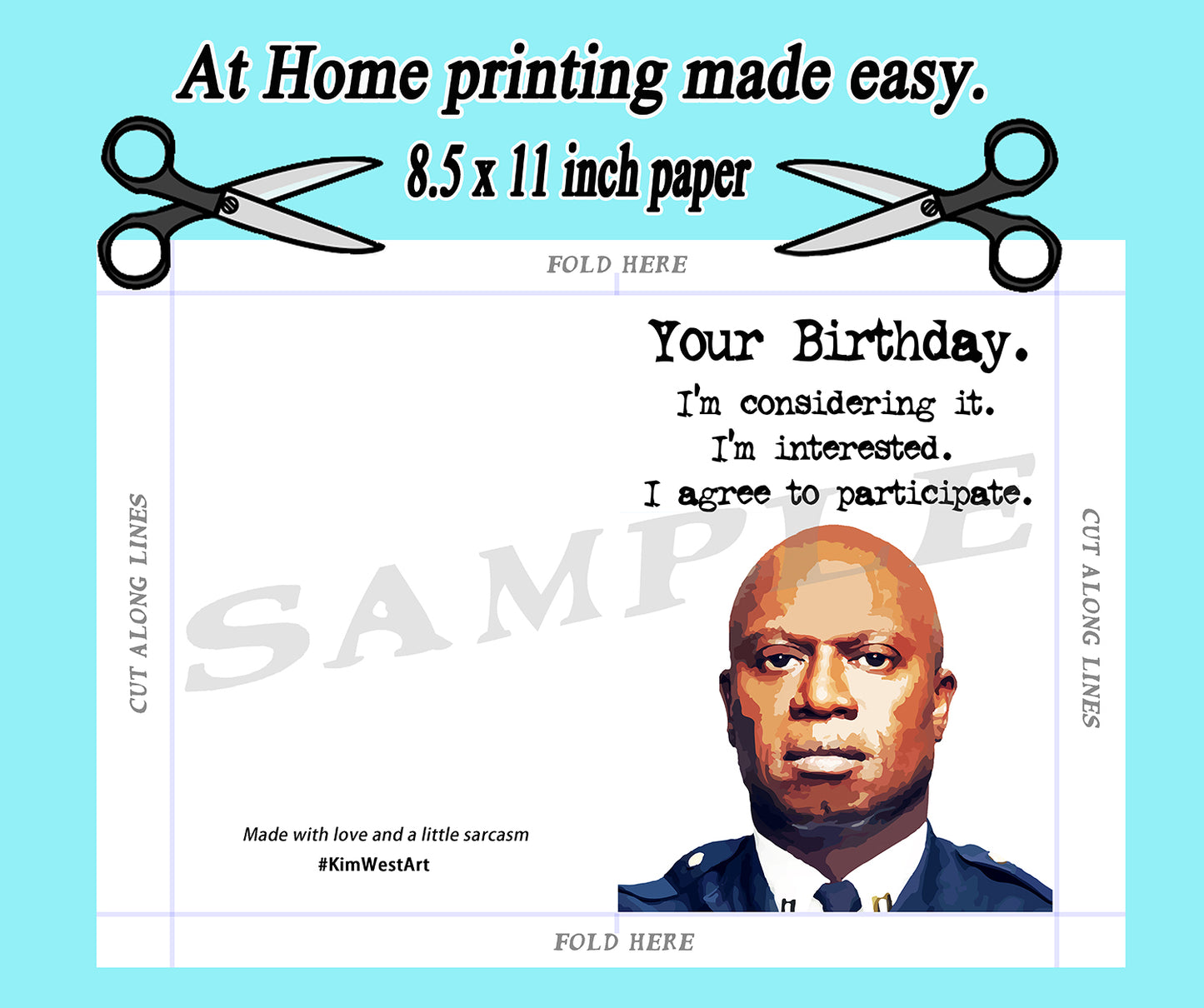 Instant Download Grr Argh Funny Birthday Card KimWestARt