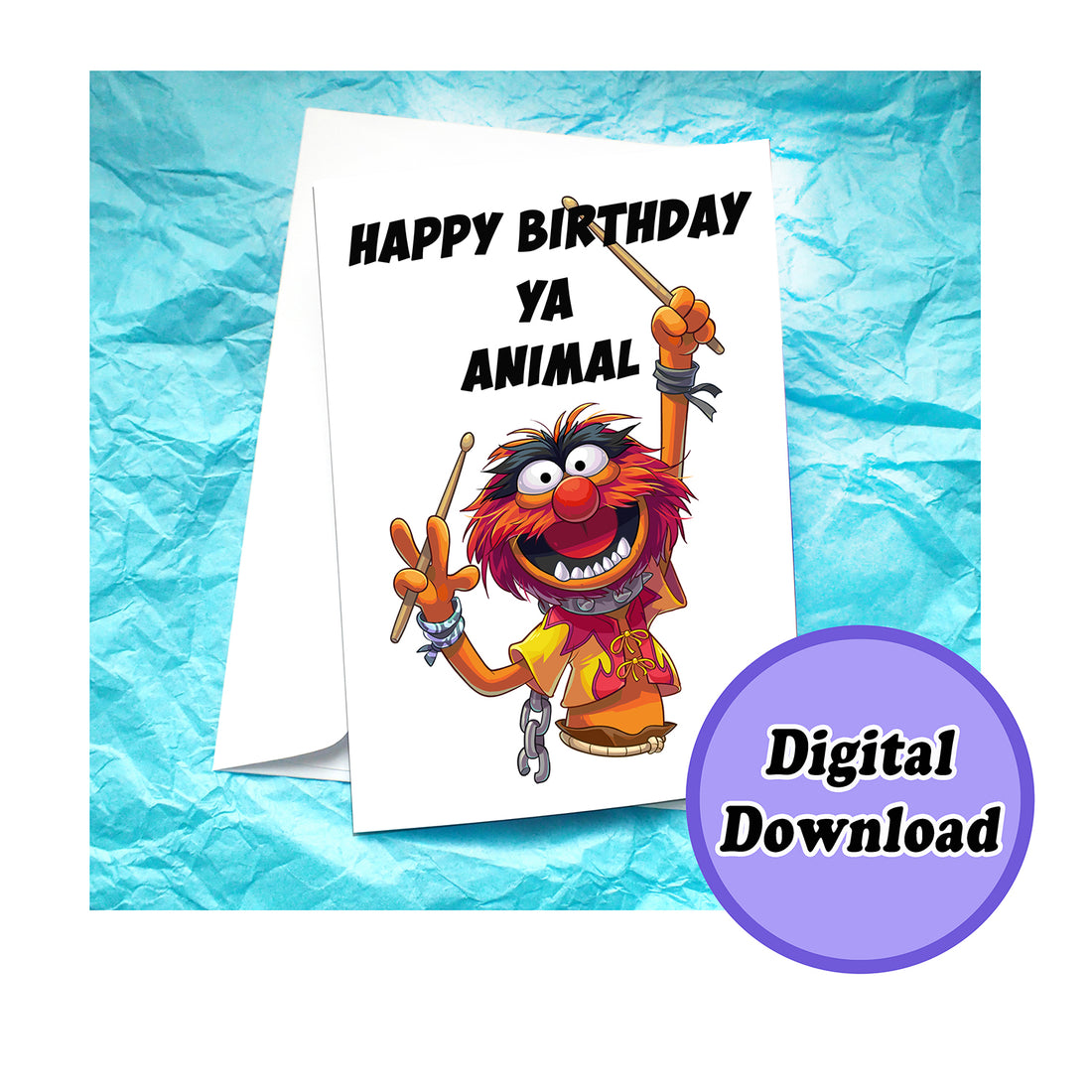 Digital Download Animal Muppet Funny Birthday Card KimWestARt