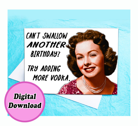 Instant Download Just Add Vodka Funny Birthday Card KimWestARt