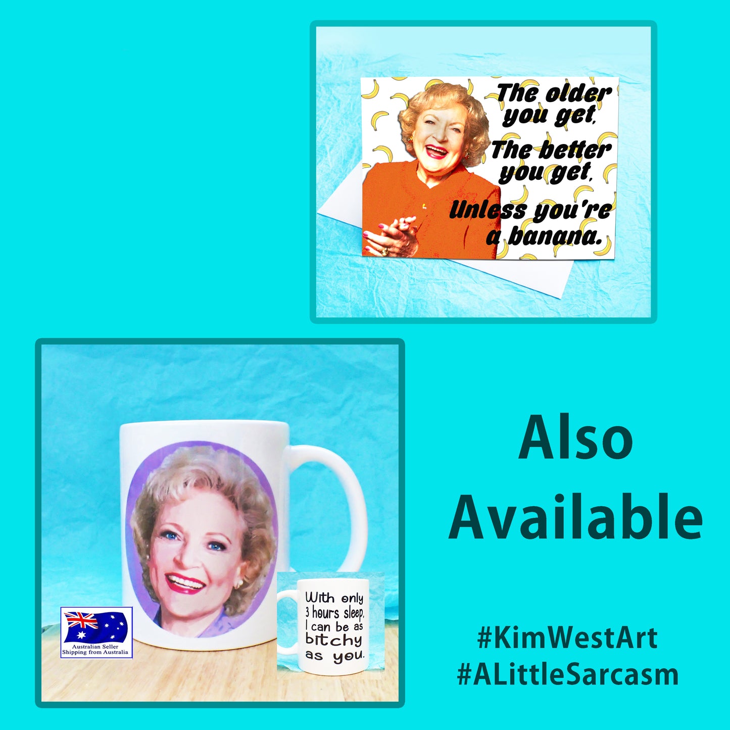 Betty White Rose Novelty Mug KimWestARt