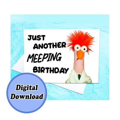 Instant Download Beaker Funny Muppet Birthday Card KimWestARt