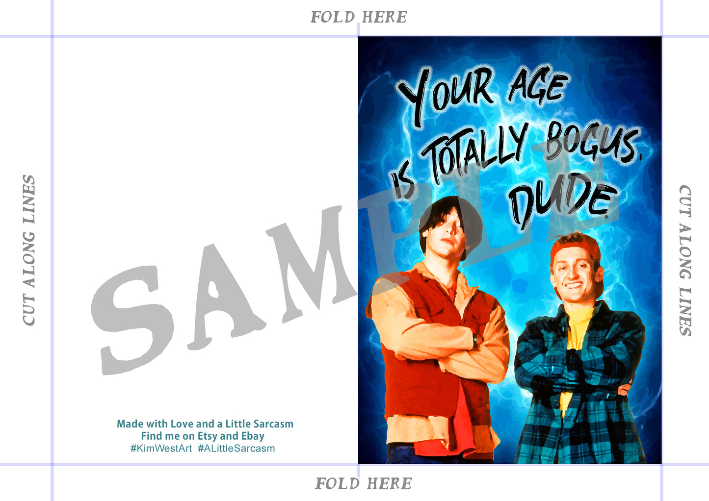 Instant Download Bill And Ted Funny Birthday Card KimWestARt