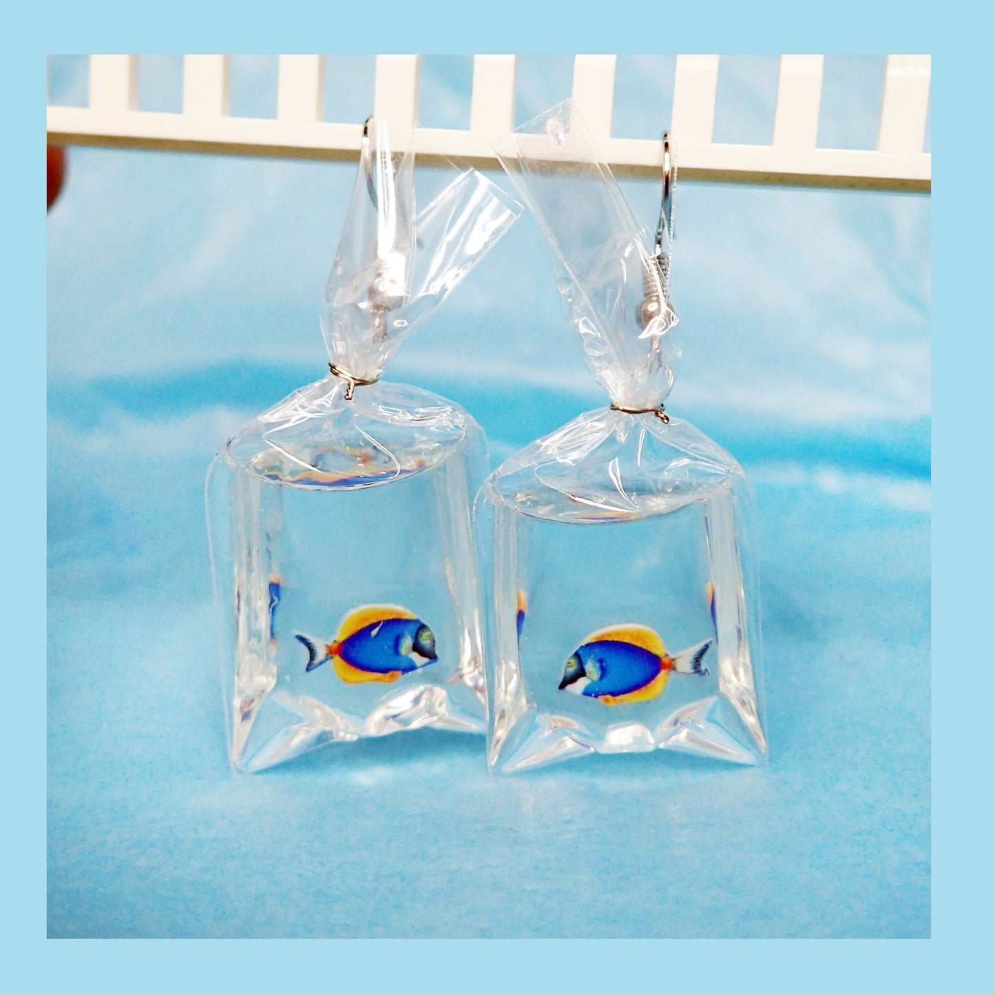 Fun Novelty Earrings, Fish in a Bag KimWestARt