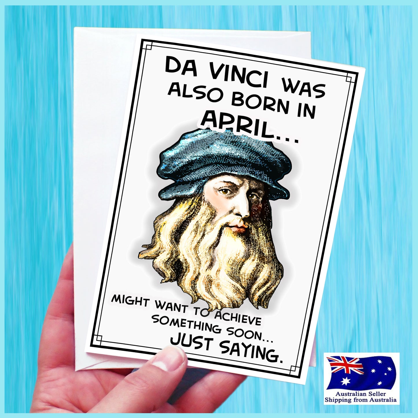 Born in April Funny Birthday Card Da Vinci KimWestARt