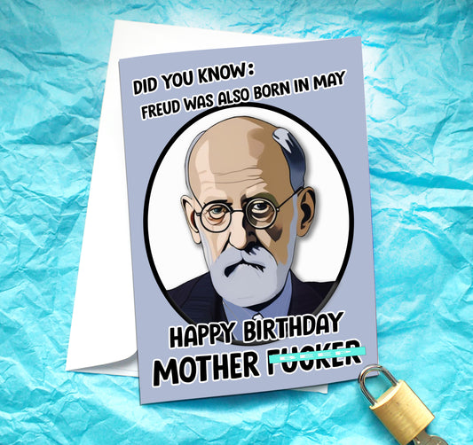 Born in May Sigmund Freud Funny Birthday Card KimWestART