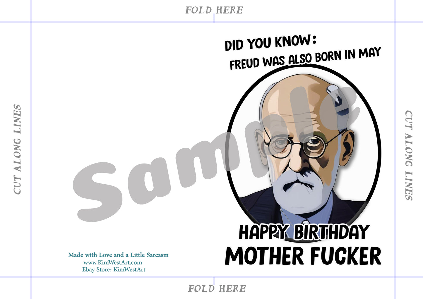 Instant Download Born in May Sigmund Freud Funny Birthday Card KimWestART