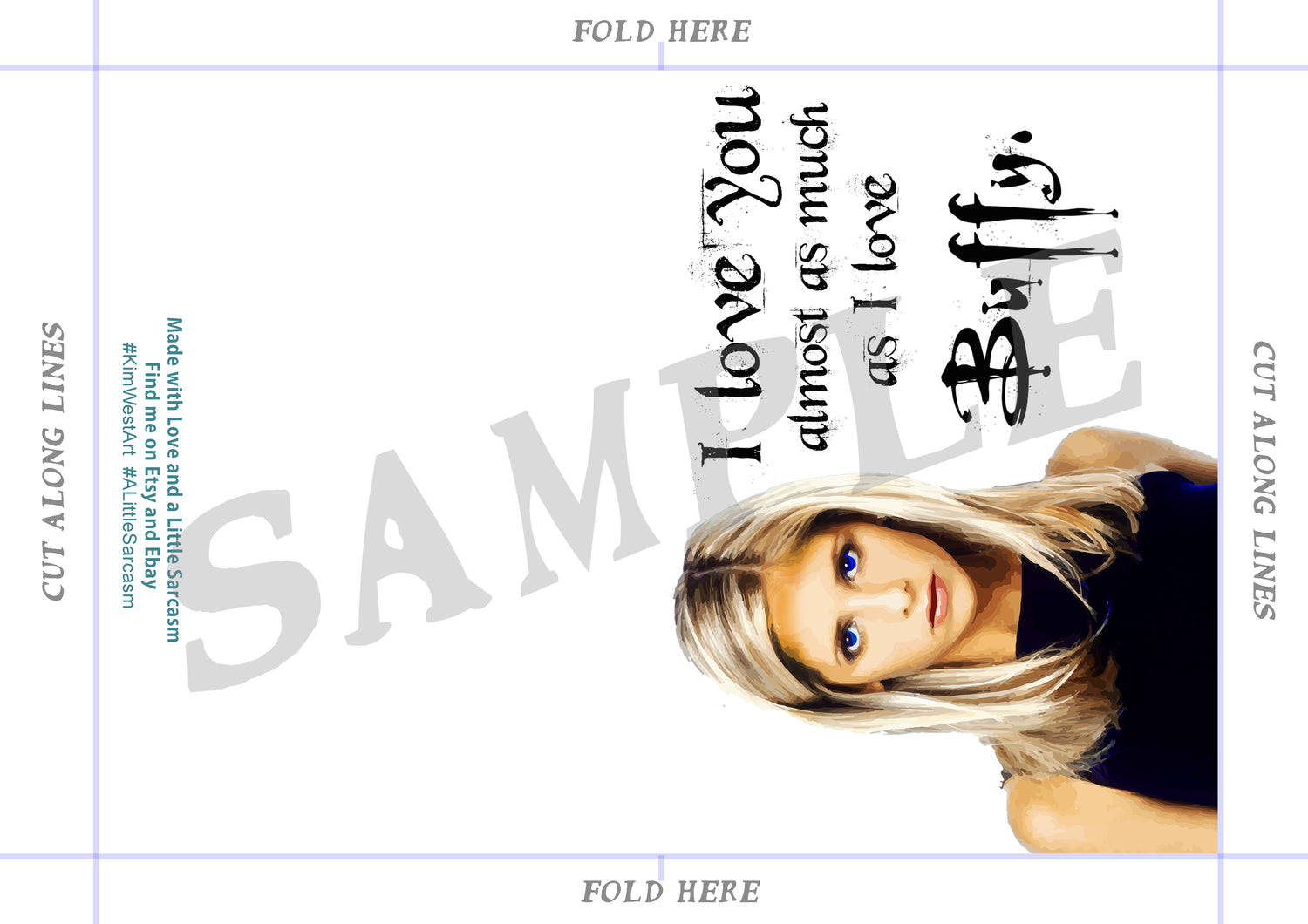 Instant Download Buffy the Vampire Slayer Greeting Card KimWestARt