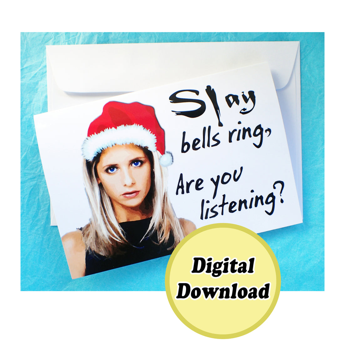 Instant Download Buffy the Vampire Slayer Christmas Card KimWestART