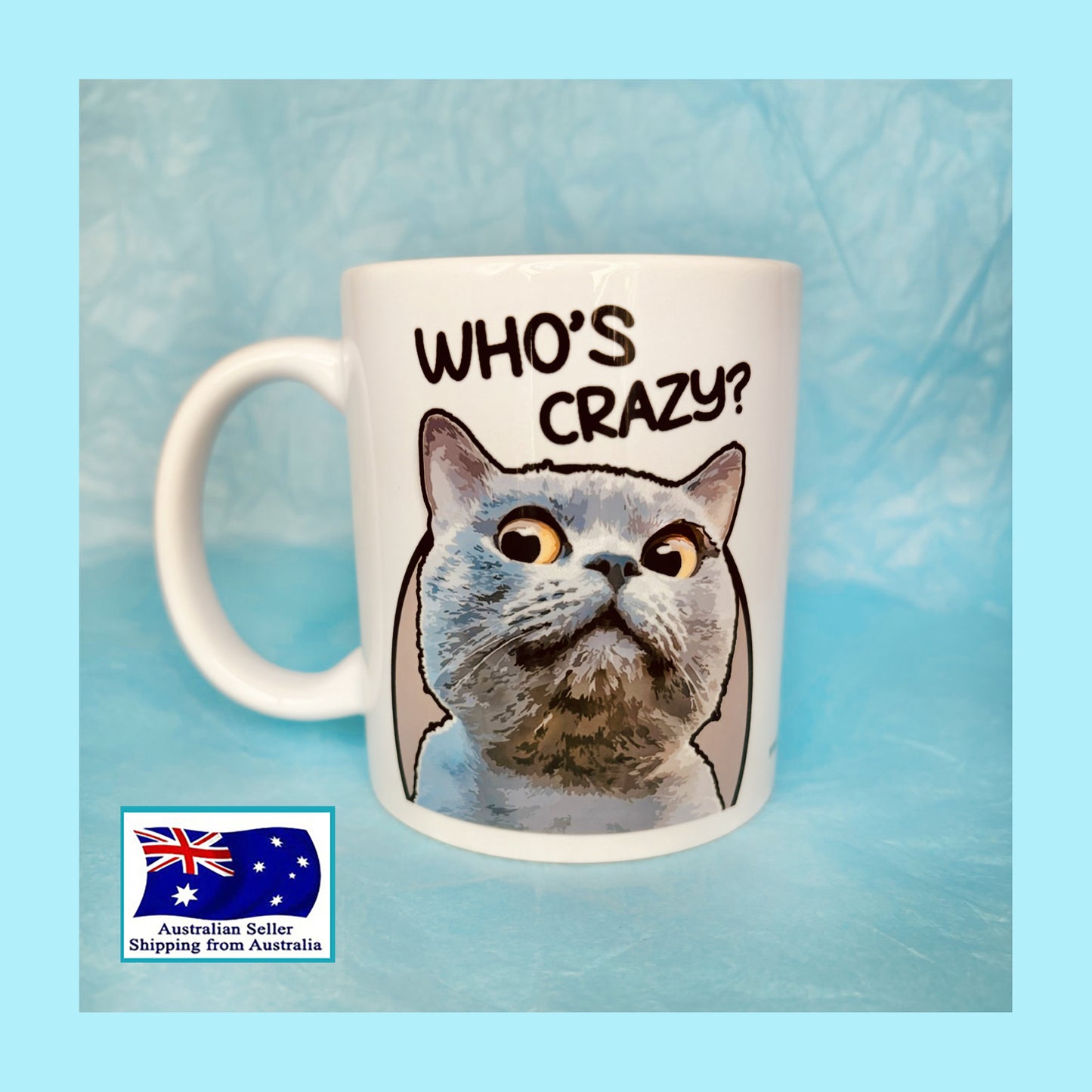 Crazy Cat Funny Mug KimWestART