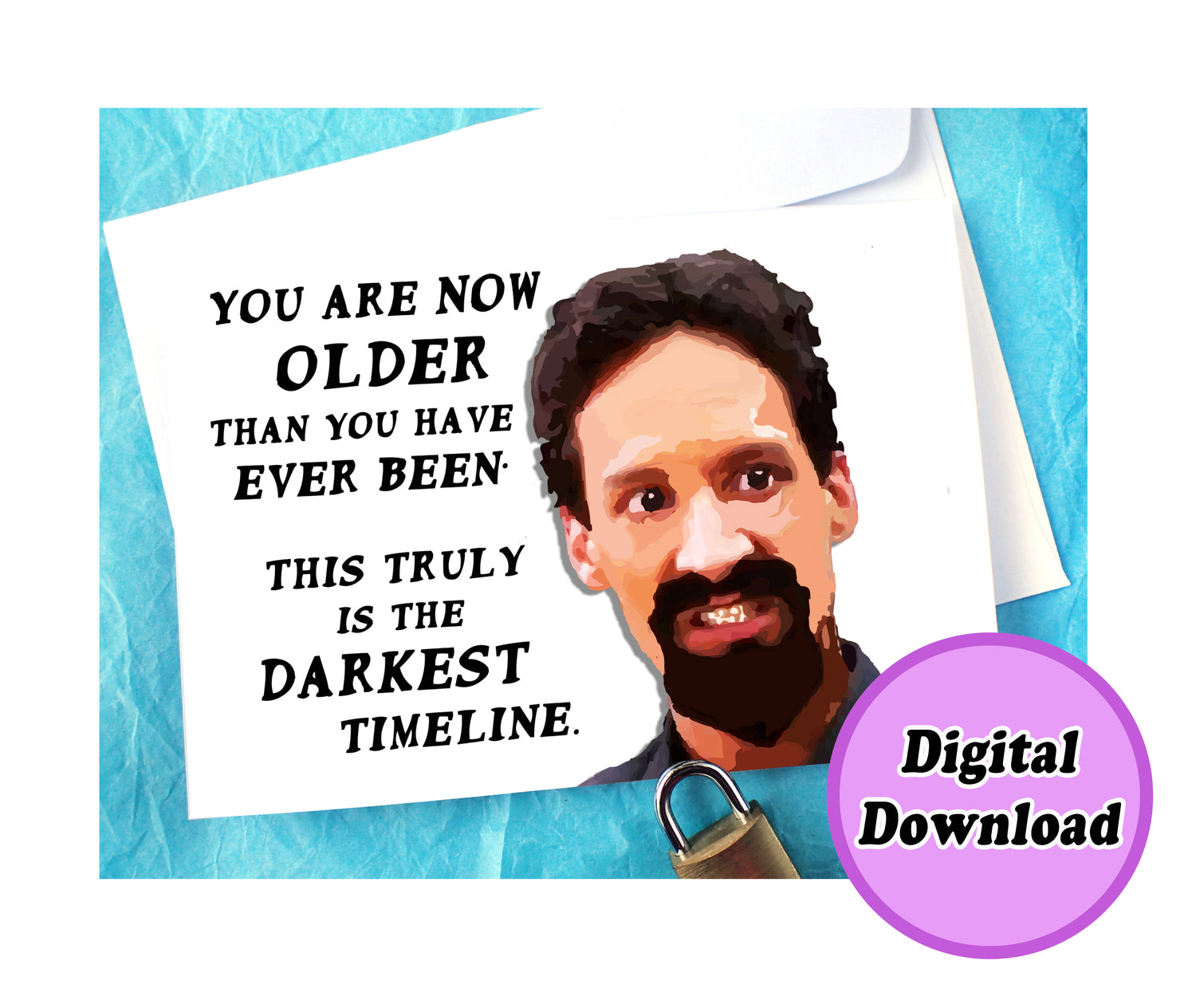 Instant Download Dark Abed Community Funny Birthday Card KimWestARt