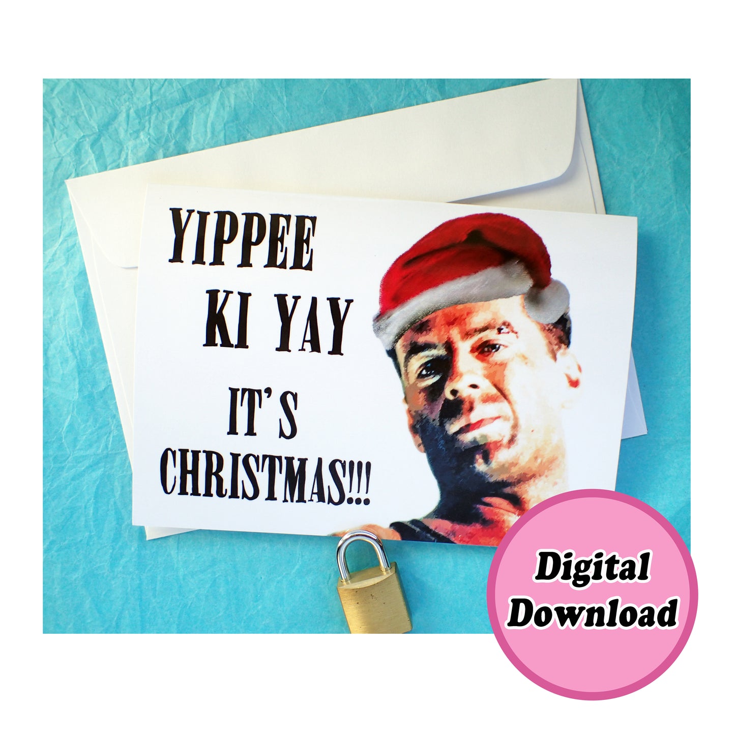 Instant Download Die Hard Funny Christmas Card KimWestART