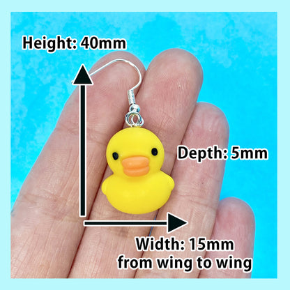 Novelty Earrings Funny yellow Duck KimWestARt