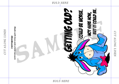 Instant Download Eeyore Birthday Card KimWestARt