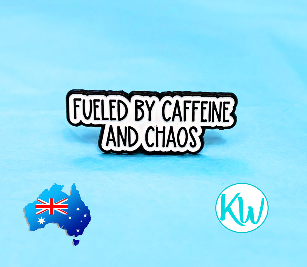 Funny Enamel Pin Fueled by Caffeine and Chaos KimWestART