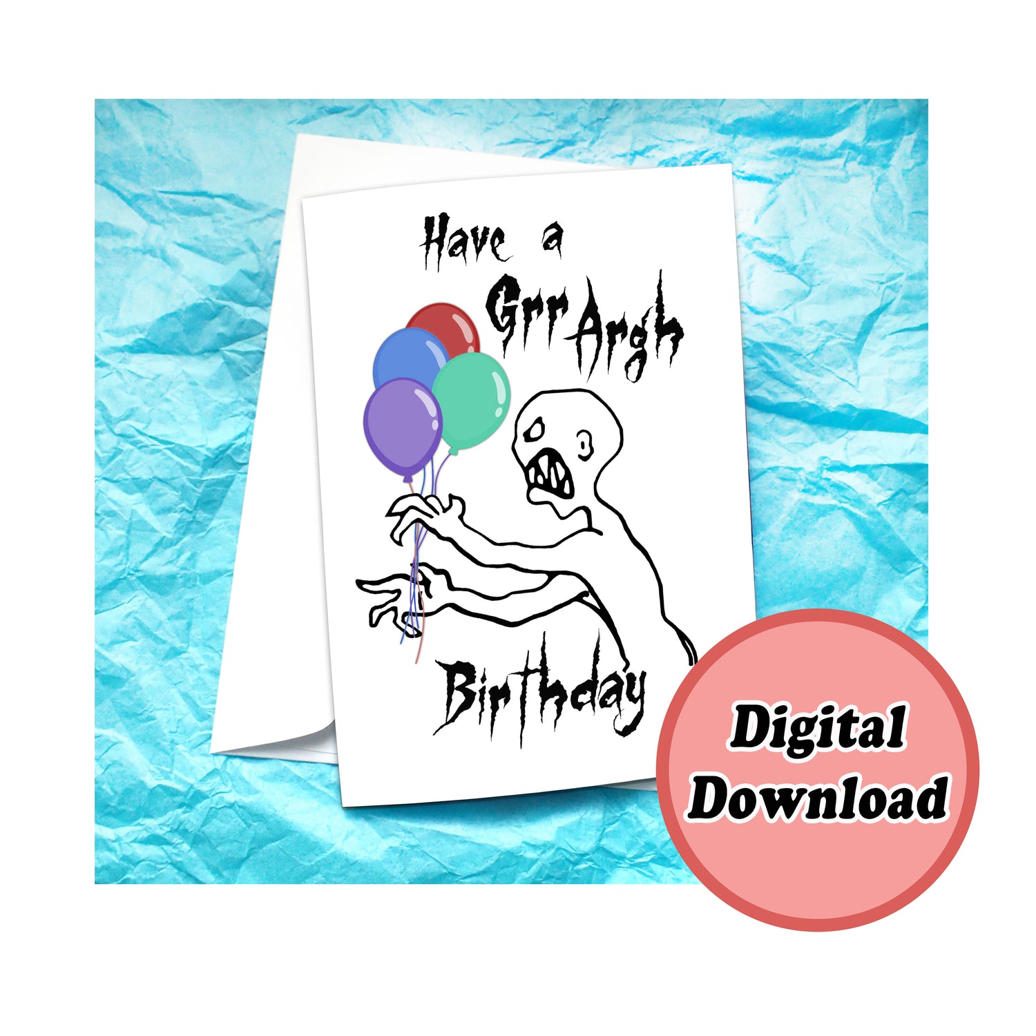 Instant Download Grr Argh Funny Birthday Card KimWestARt