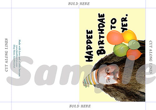 Instant Download Harry Potter Hagrid Funny Birthday Card KimWestART