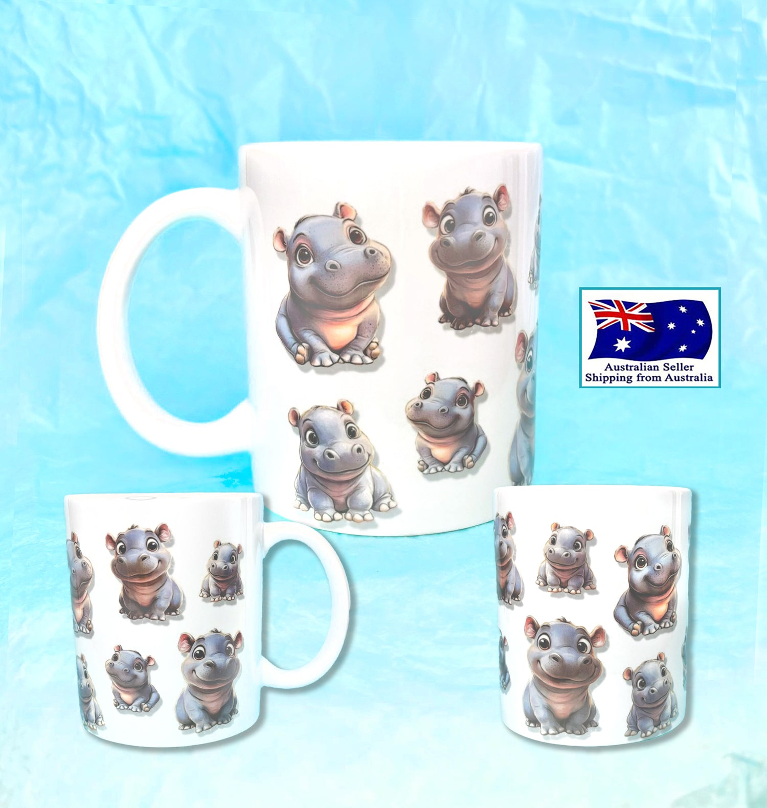 Moo Deng Cute Baby Hippo Funny Coffee Mug KimWestART