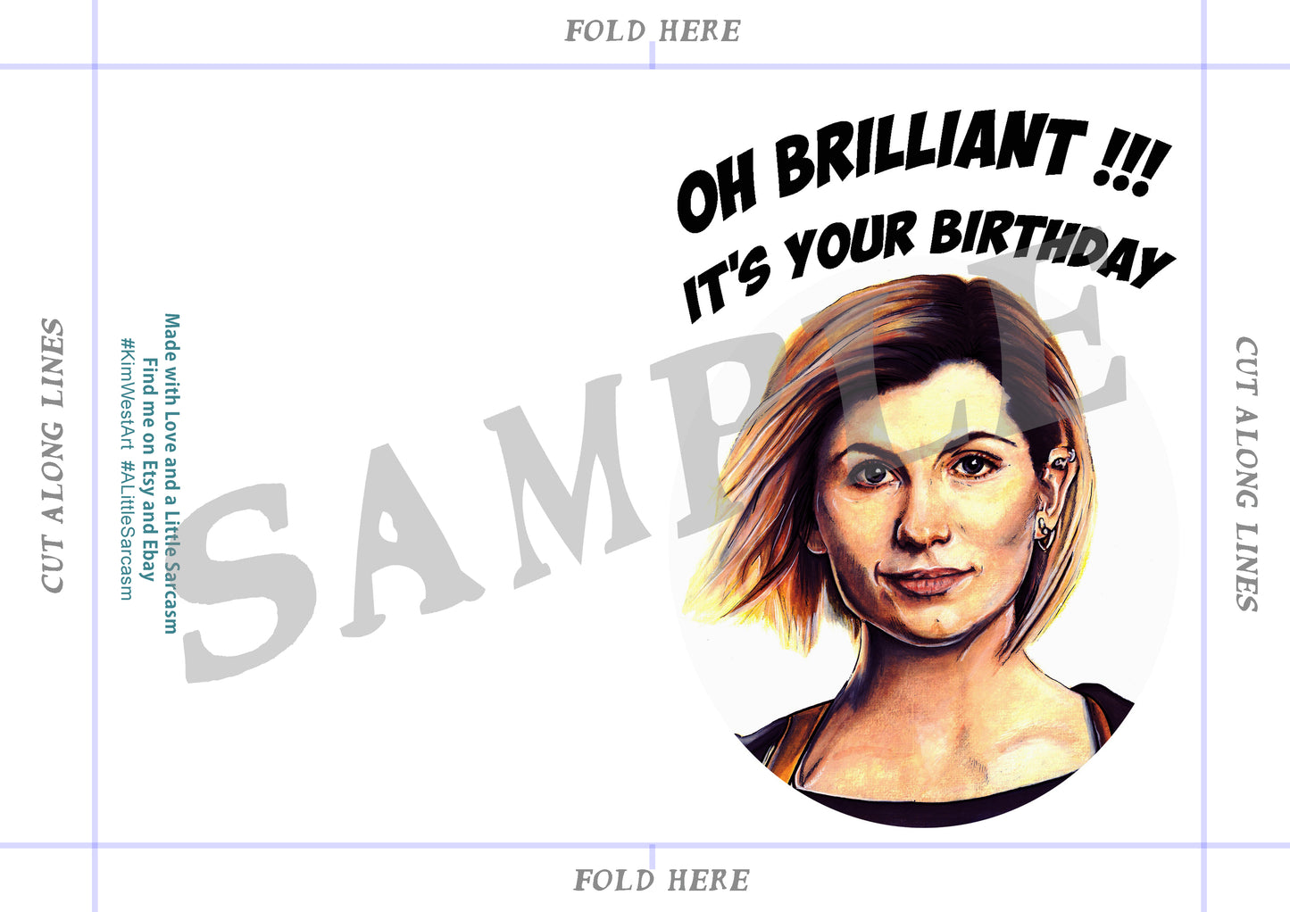 Instant Download Doctor Who 13th Doctor Brilliant Birthday Card KimWestARt