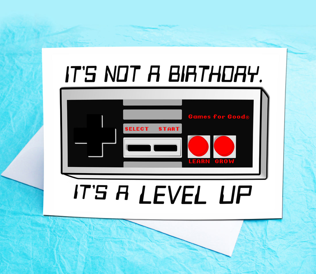 Level Up Gamers Funny Birthday Card KimWestART