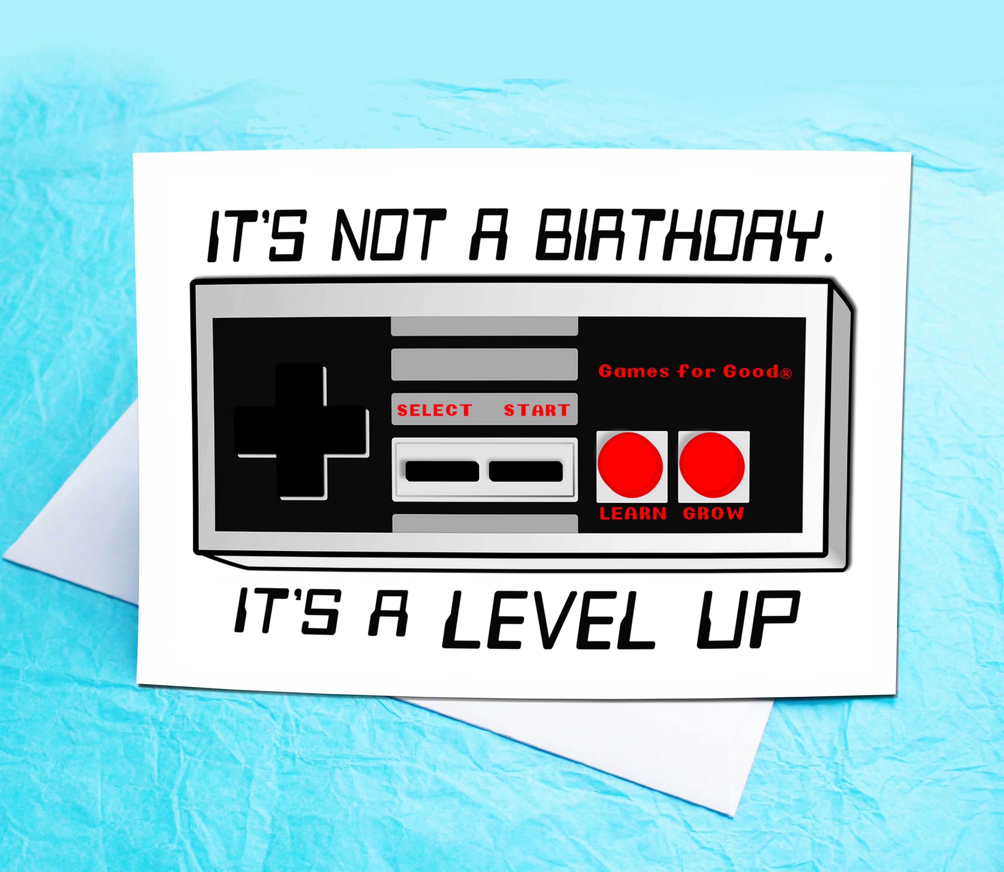 Level Up Gamers Funny Birthday Card KimWestARt