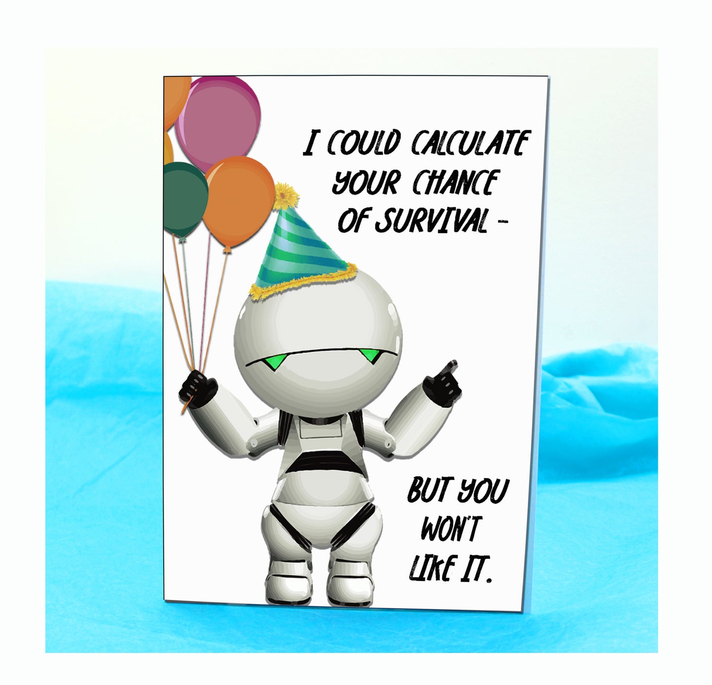 Marvin the Robot Hitchikers Guide Funny Birthday Card KimWestARt