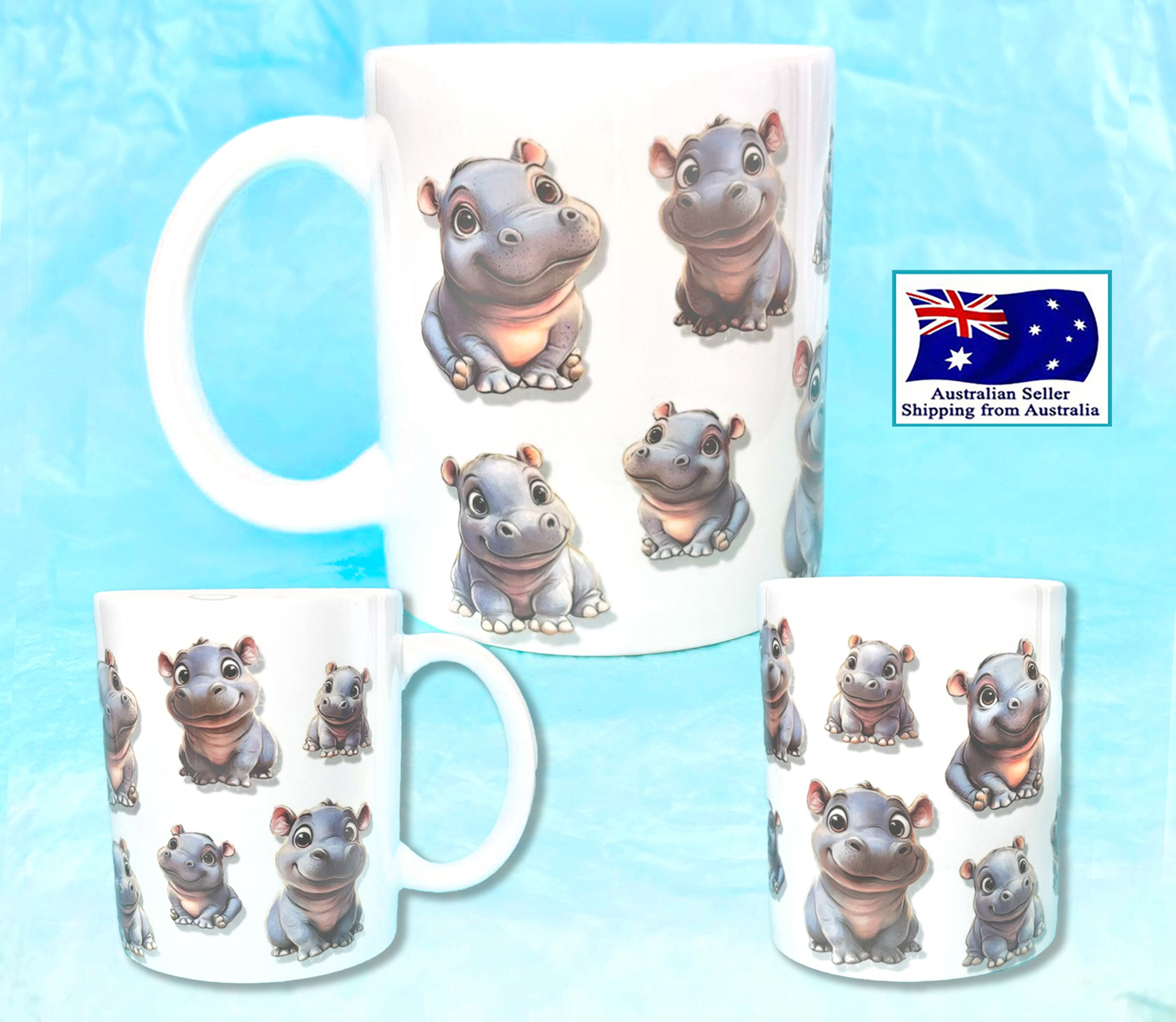 Moo Deng Cute Baby Hippo Funny Coffee Mug KimWestART