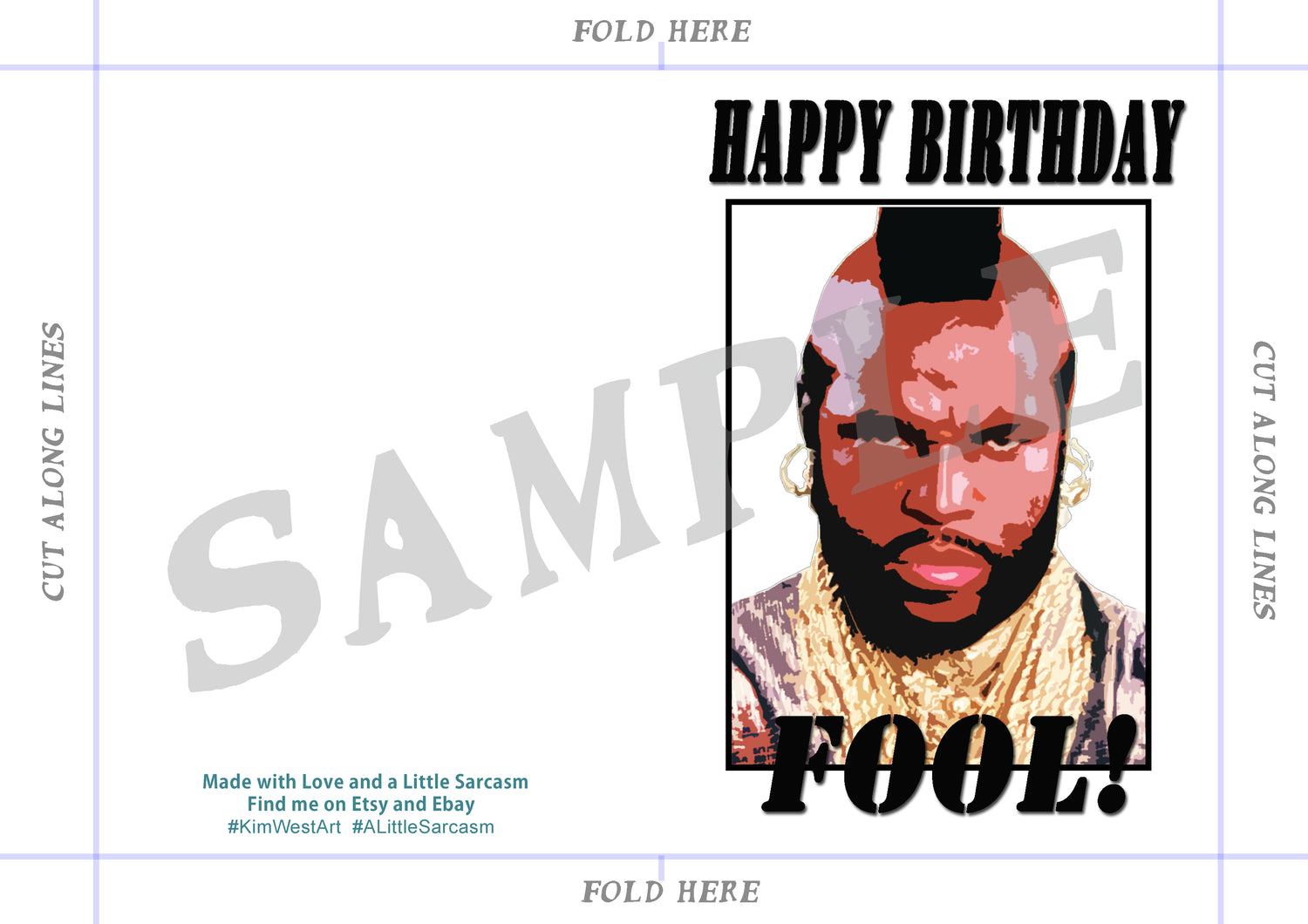 Instant Download Mr T Funny Birthday Card KimWestARt