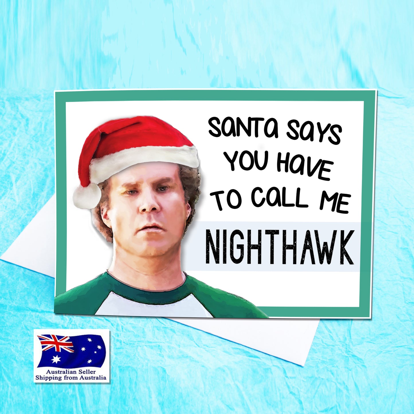 NightHawk StepBrothers Will Ferrell Funny Christmas Card KimWestART