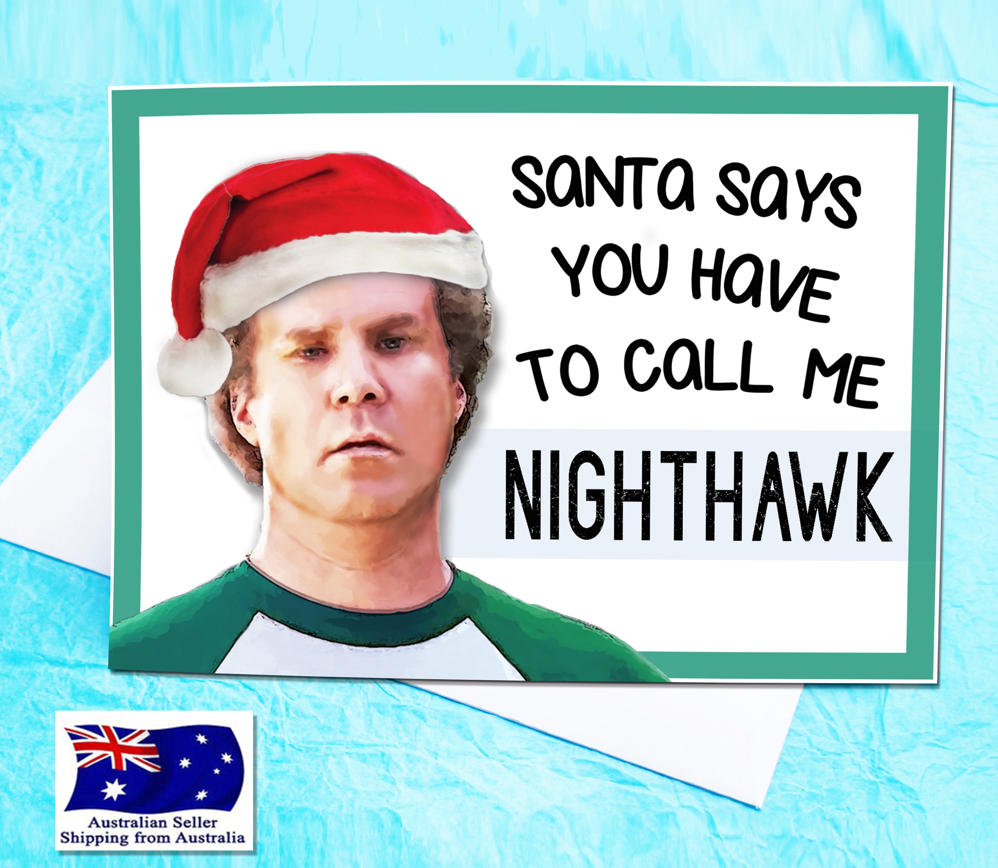 NightHawk StepBrothers Will Ferrell Funny Christmas Card KimWestART