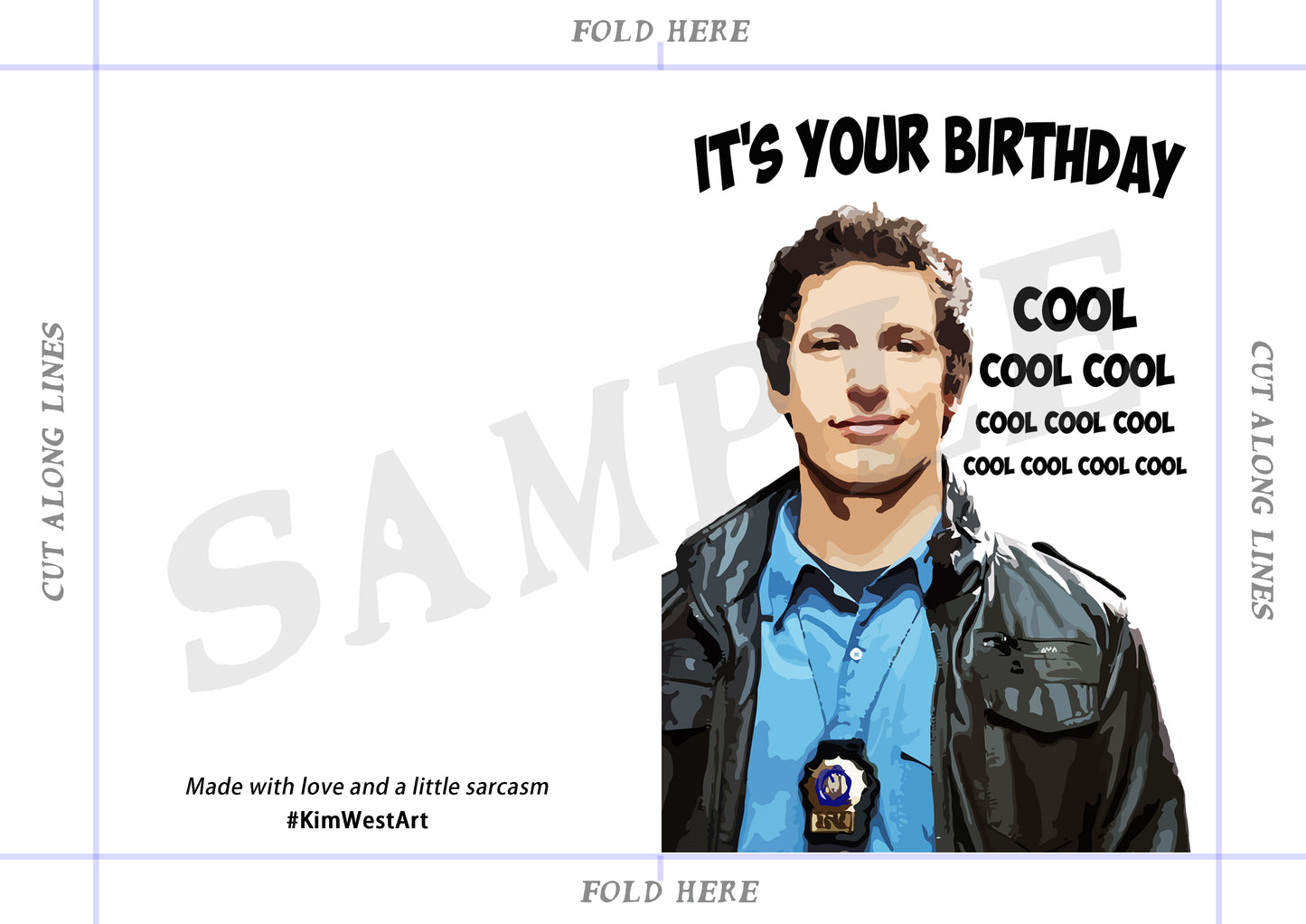 Instant Download Jake Peralta Brooklyn Nine Nine Funny Birthday Card KimWestARt