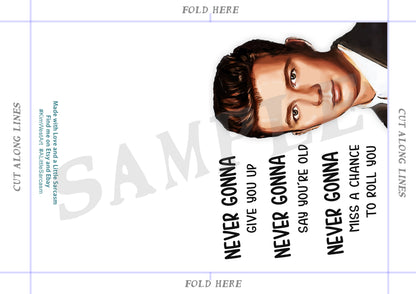 Instant Download Rick Astley, Rick Roll Greeting Card KimWestARt