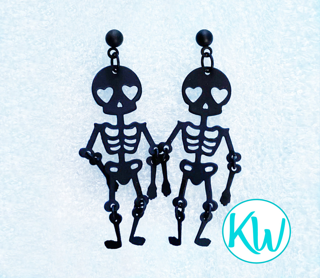 Novelty Earrings Funny Skeletons KimWestARt