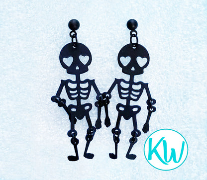 Novelty Earrings Funny Skeletons KimWestARt