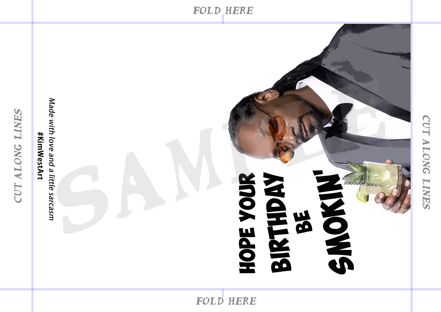 Instant Download Snoop Dogg Funny Birthday Card KimWestARt