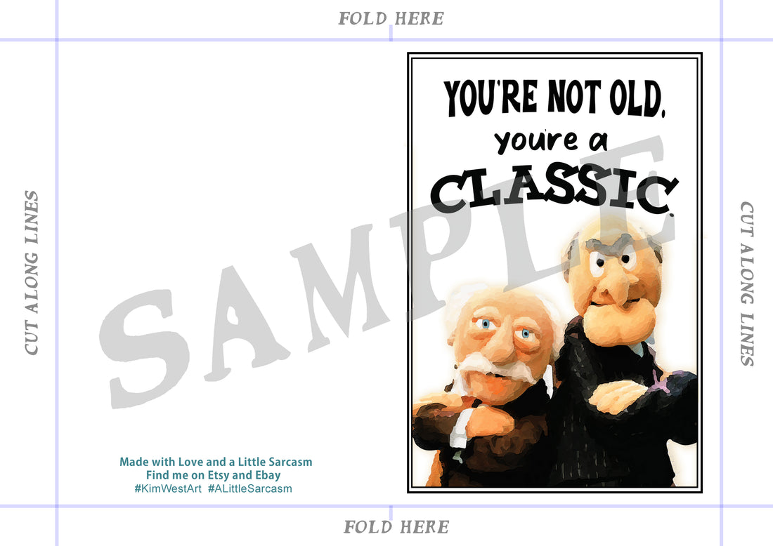 Instant Download Statler and Waldorf Funny Birthday Card KimWestARt