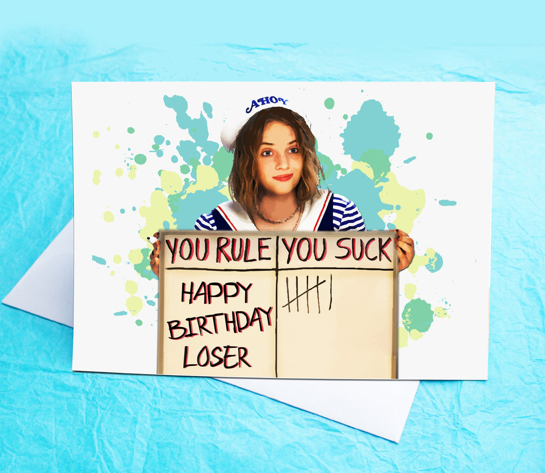 Robin Stranger Things Funny Birthday Card KimWestARt