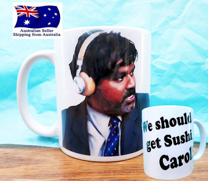 Sushi Carol Funny Novelty Mug KimWestART