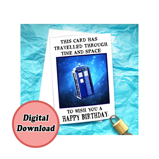 Instant Download Doctor Who Tardis Birthday Card KimWestARt