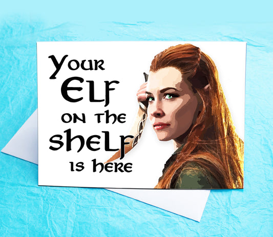 Tauriel Funny Christmas Greeting Card KimWestARt