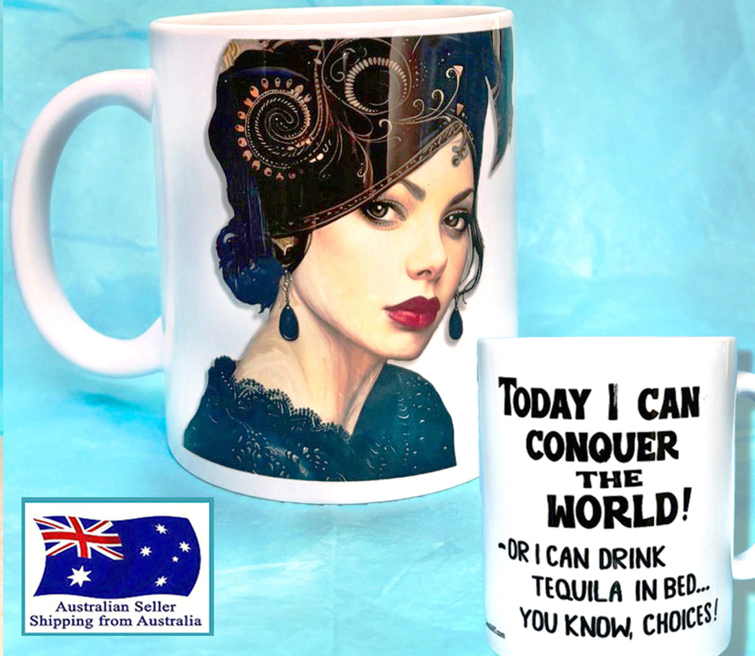 Today I can conquer the world Funny Mug KimWestART